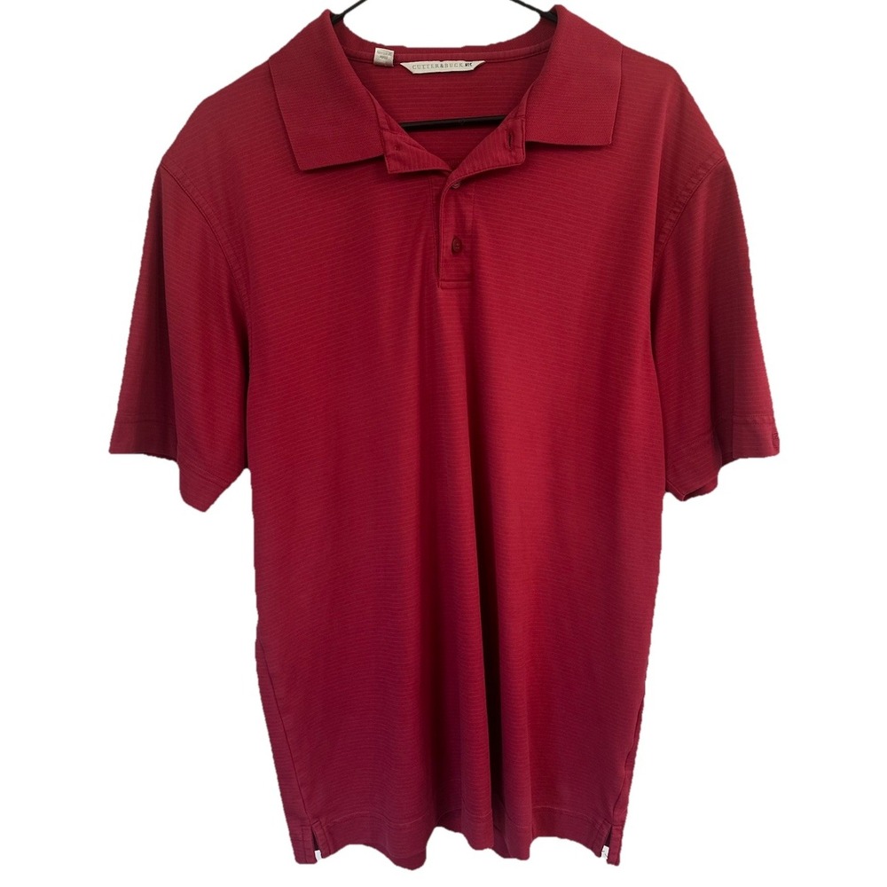 Cutter‎ & Buck Golf Polo Shirt Men's Large Red Stripe Signature Casual Collared - Picture 3 of 10